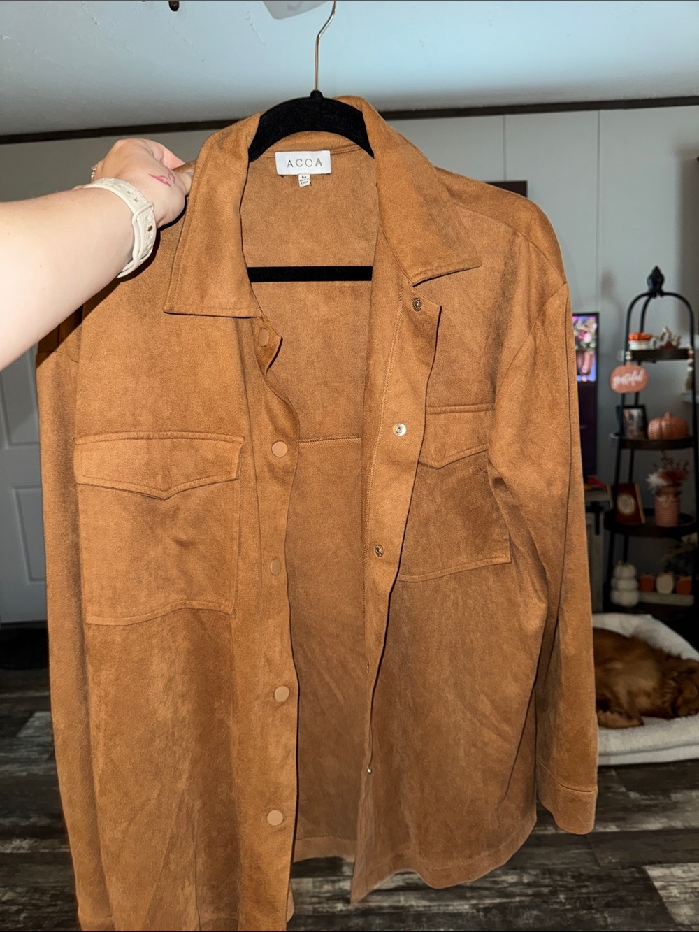 ACOA Women's Tan Suede-Look Jean Jacket